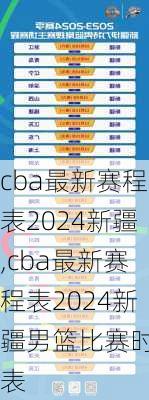 cba最新赛程表2024新疆,cba最新赛程表2024新疆男篮比赛时间表