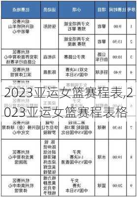 2023亚运女篮赛程表,2023亚运女篮赛程表格