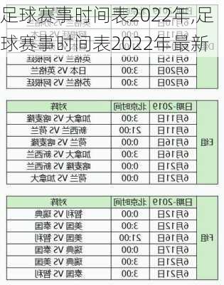 足球赛事时间表2022年,足球赛事时间表2022年最新