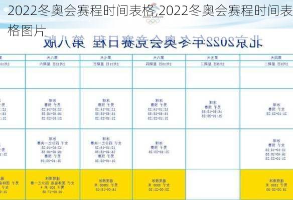 2022冬奥会赛程时间表格,2022冬奥会赛程时间表格图片