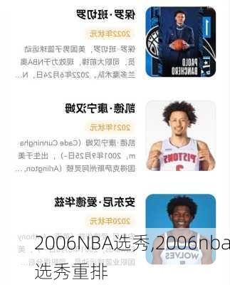 2006NBA选秀,2006nba选秀重排