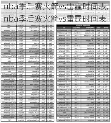 nba季后赛火箭vs雷霆时间表,nba季后赛火箭vs雷霆时间表