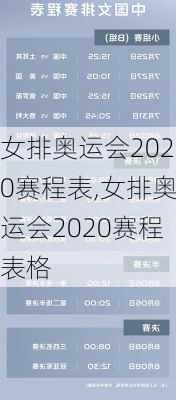 女排奥运会2020赛程表,女排奥运会2020赛程表格