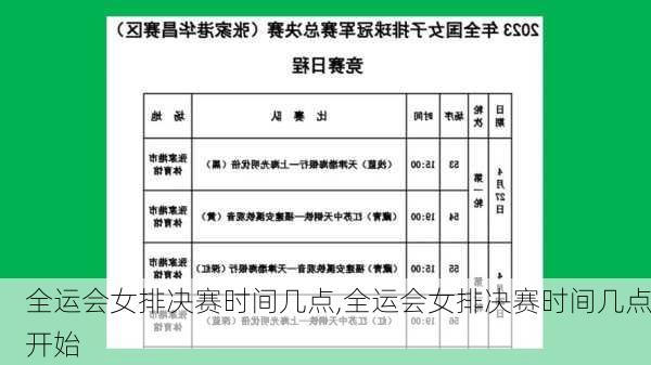 全运会女排决赛时间几点,全运会女排决赛时间几点开始