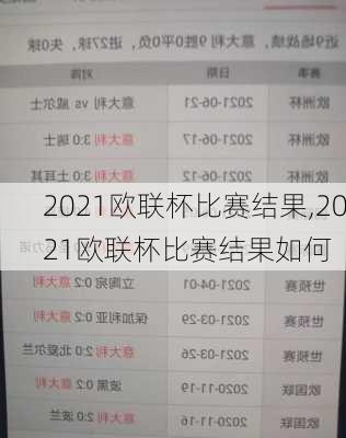 2021欧联杯比赛结果,2021欧联杯比赛结果如何