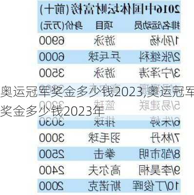 奥运冠军奖金多少钱2023,奥运冠军奖金多少钱2023年