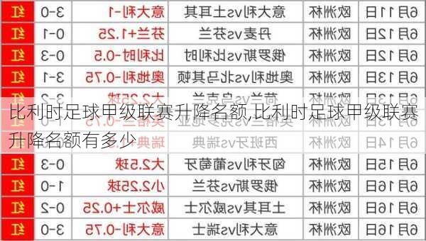 比利时足球甲级联赛升降名额,比利时足球甲级联赛升降名额有多少