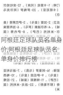 阿根廷足球队员名单身价,阿根廷足球队员名单身价排行榜