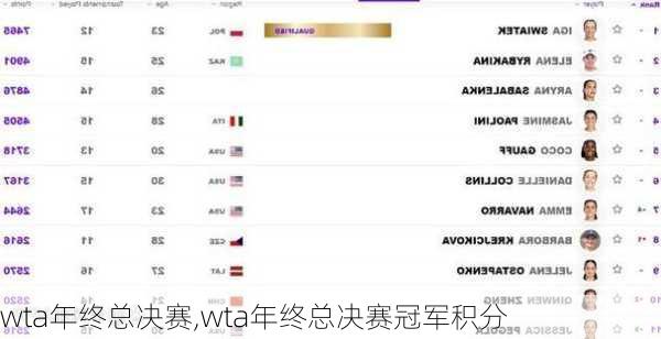 wta年终总决赛,wta年终总决赛冠军积分