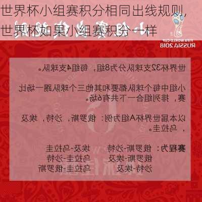 世界杯小组赛积分相同出线规则,世界杯如果小组赛积分一样