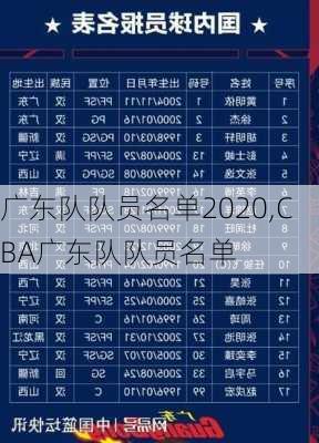 广东队队员名单2020,CBA广东队队员名单