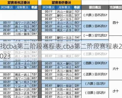 找cba第二阶段赛程表,cba第二阶段赛程表2023