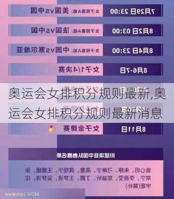 奥运会女排积分规则最新,奥运会女排积分规则最新消息