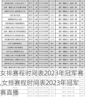 女排赛程时间表2023年冠军赛,女排赛程时间表2023年冠军赛直播