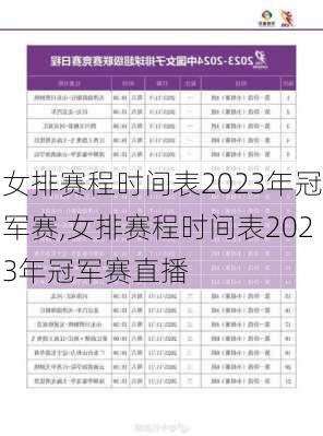 女排赛程时间表2023年冠军赛,女排赛程时间表2023年冠军赛直播