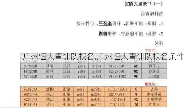 广州恒大青训队报名,广州恒大青训队报名条件