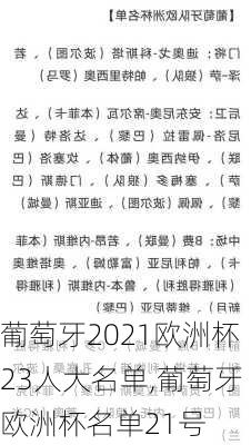 葡萄牙2021欧洲杯23人大名单,葡萄牙欧洲杯名单21号