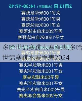 多哈世锦赛跳水赛程表,多哈世锦赛跳水赛程表2024