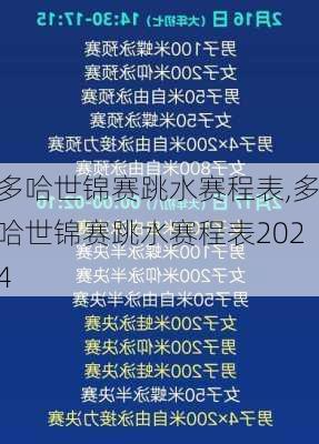 多哈世锦赛跳水赛程表,多哈世锦赛跳水赛程表2024