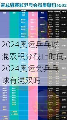 2024奥运乒乓球混双积分截止时间,2024奥运会乒乓球有混双吗