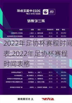 2022年足协杯赛程时间表,2022年足协杯赛程时间表格