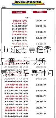 cba最新赛程季后赛,cba最新赛程季后赛时间