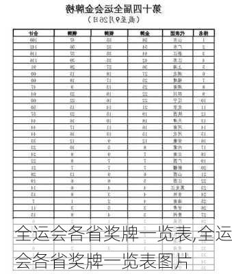 全运会各省奖牌一览表,全运会各省奖牌一览表图片