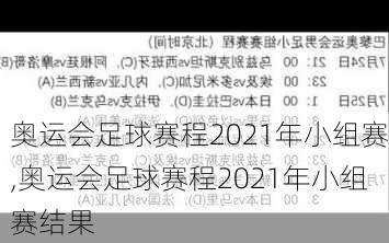 奥运会足球赛程2021年小组赛,奥运会足球赛程2021年小组赛结果