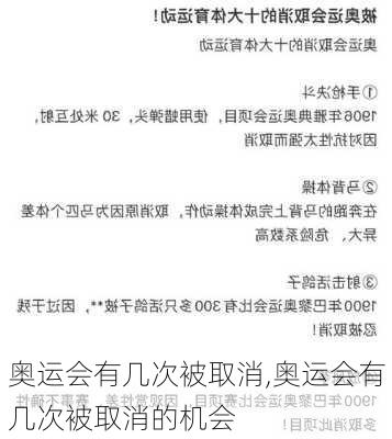 奥运会有几次被取消,奥运会有几次被取消的机会