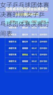 女子乒乓球团体赛决赛时间,女子乒乓球团体赛决赛时间表