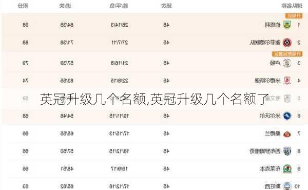 英冠升级几个名额,英冠升级几个名额了