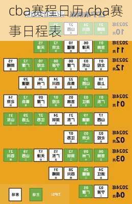 cba赛程日历,cba赛事日程表