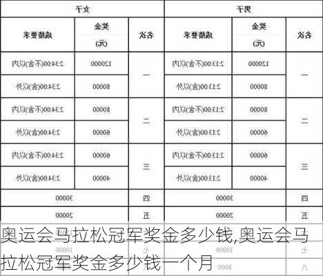 奥运会马拉松冠军奖金多少钱,奥运会马拉松冠军奖金多少钱一个月