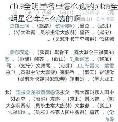 cba全明星名单怎么选的,cba全明星名单怎么选的啊