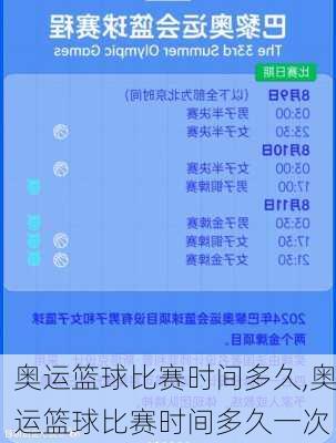 奥运篮球比赛时间多久,奥运篮球比赛时间多久一次