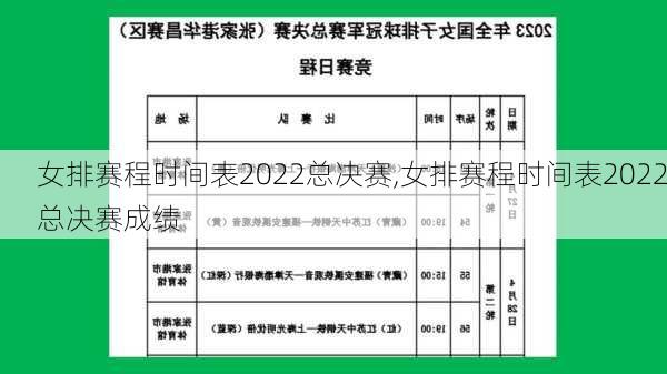 女排赛程时间表2022总决赛,女排赛程时间表2022总决赛成绩