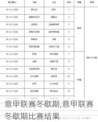 意甲联赛冬歇期,意甲联赛冬歇期比赛结果