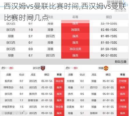 西汉姆vs曼联比赛时间,西汉姆vs曼联比赛时间几点