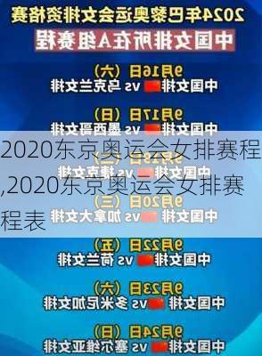 2020东京奥运会女排赛程,2020东京奥运会女排赛程表