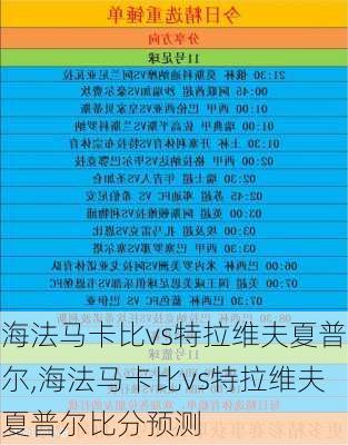 海法马卡比vs特拉维夫夏普尔,海法马卡比vs特拉维夫夏普尔比分预测