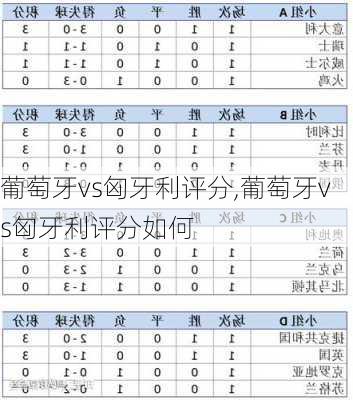 葡萄牙vs匈牙利评分,葡萄牙vs匈牙利评分如何