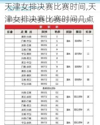 天津女排决赛比赛时间,天津女排决赛比赛时间几点