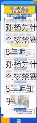 孙杨为什么被禁赛8年呢,孙杨为什么被禁赛8年呢知乎