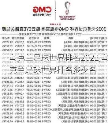 乌克兰足球世界排名2022,乌克兰足球世界排名多少名