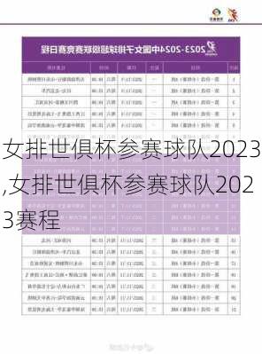 女排世俱杯参赛球队2023,女排世俱杯参赛球队2023赛程