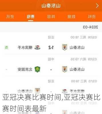 亚冠决赛比赛时间,亚冠决赛比赛时间表最新