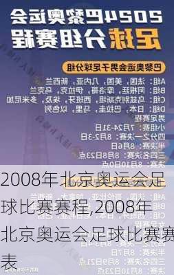 2008年北京奥运会足球比赛赛程,2008年北京奥运会足球比赛赛程表