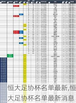 恒大足协杯名单最新,恒大足协杯名单最新消息