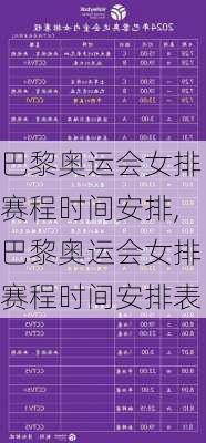 巴黎奥运会女排赛程时间安排,巴黎奥运会女排赛程时间安排表