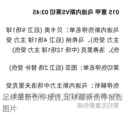 足球最新伤停报告,足球最新伤停报告图片